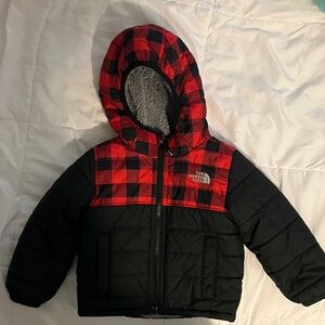 The North Face Reversible Red and Black Checkered Jacket- 2T
